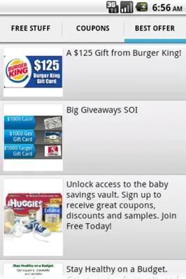 Free Stuff And Coupons android App screenshot 0